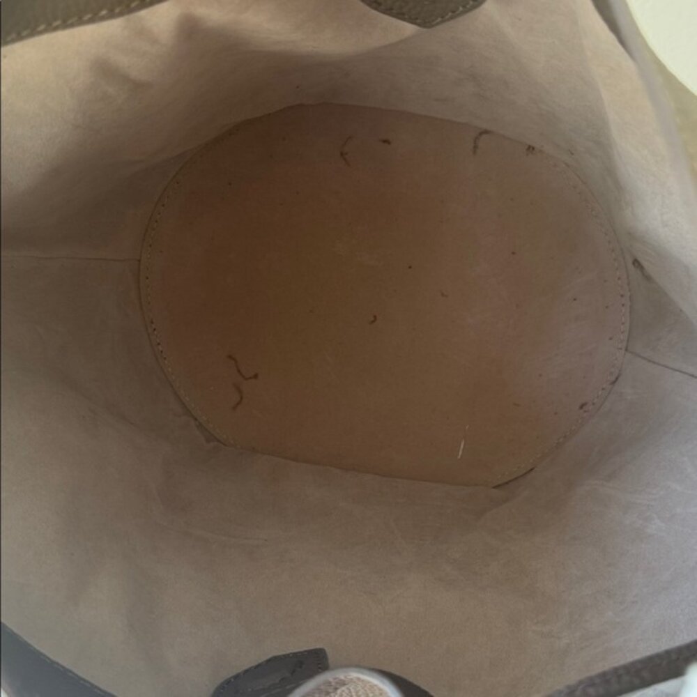 Viola Castellani Taupe Brown Leather Tote Hobo Unique Handbag W Oval Bottom - Picture 10 of 15